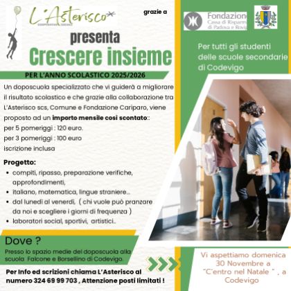 Doposcuola 2025/2026 - Nuove proposte a costi speciali